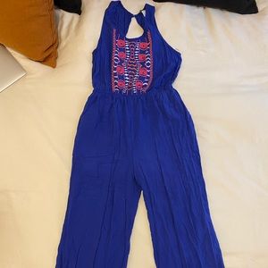 West 36th Vintage 1960s Blue Halter Top Jumpsuit